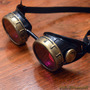 Black and Gold Steampunk Goggles with Purple Lenses Scientist Space Captain Motorcycle Cyber Rave-2