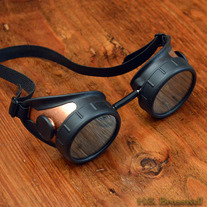 Matte Black and Copper Steampunk Goggles Apocalypse Scientist Space Captain Motorcycle Cyber Rave