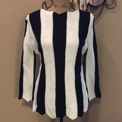 Black & White Scalloped Sweater