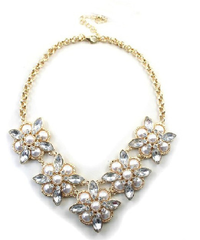 "Petals" Pearl Bib Necklace