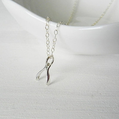 Tiny wishbone necklace in sterling silver 