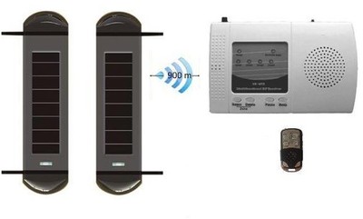 Solar-powered 3 beams active detector with wireless receiver