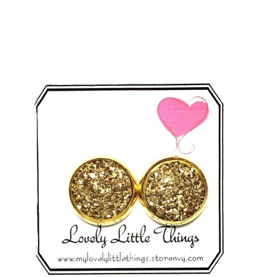 12mm matte gold studs with gold setting 