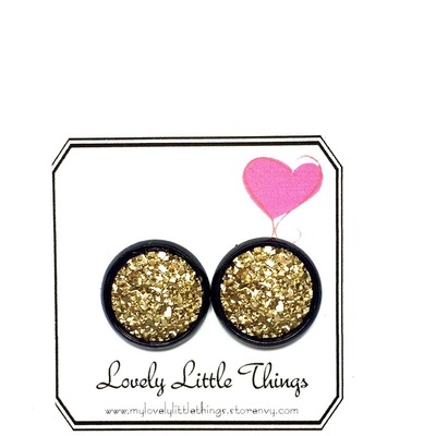 12mm matte gold studs with black setting 