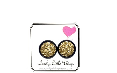 12mm Matte Gold Studs with Black Setting 