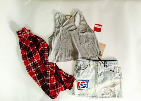 Vintage revamped rocker grunge skirt/ flannel set