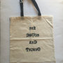 Sex drugs and techno tote bag,natural color with black handle,book bag-1