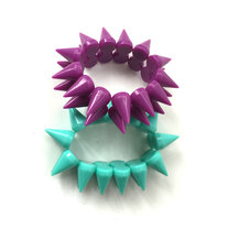 Plastic resin spike elastic bracelet set