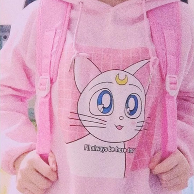 Harajuku sailor moon luna cat hooded pullover sweater