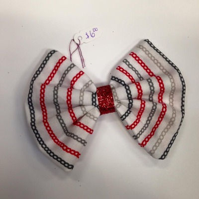 Red and grey chains fabric bow