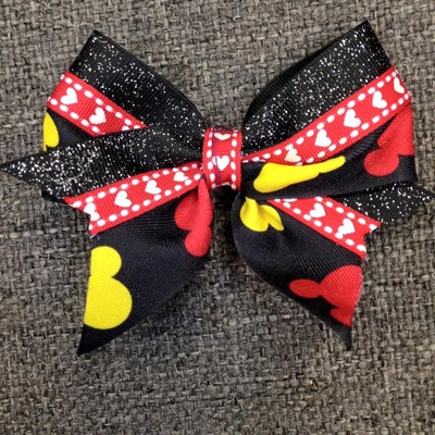 Mickey mouse with glitter black and red hearts