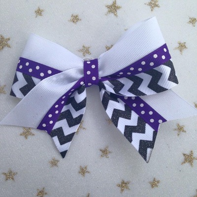 Glitter white and black chevron with purple dots - Thumbnail 4