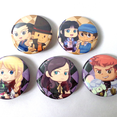 Professor layton vs ace attorney pins - Thumbnail 1