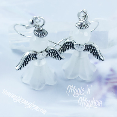 Tiny guardian angel earrings