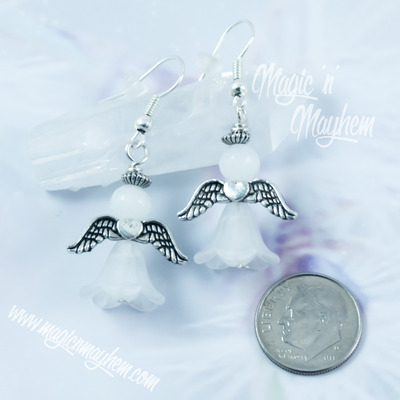 Tiny guardian angel earrings
