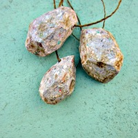 Handmade Unfinished Side Drilled Faceted Paper Mache Nugget Pendants, Set of 3 - Thumbnail 1