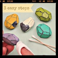 Handmade Unfinished Side Drilled Faceted Paper Mache Nugget Pendants, Set of 3 - Thumbnail 4