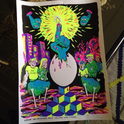 Blacklight print by c. cilla chicken wax finger