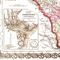 Colton's South Carolina in 1865- State Map, Restoration, Vintage, Antique, Fine Art, Wall Art, History - Thumbnail 1