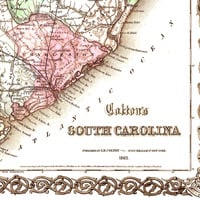 Colton's South Carolina in 1865- State Map, Restoration, Vintage, Antique, Fine Art, Wall Art, History - Thumbnail 2