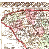 Colton's South Carolina in 1865- State Map, Restoration, Vintage, Antique, Fine Art, Wall Art, History - Thumbnail 3