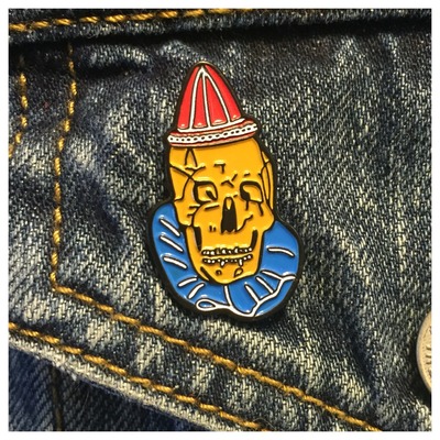 Decomposing clown enamel pin 040