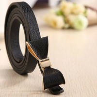 Skinny, Bow Accented Fashion Belt - Thumbnail 2