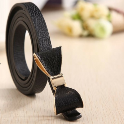 Skinny, bow accented fashion belt
