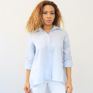 Linen Button Down - Powder Blue