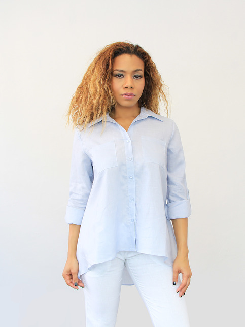 Linen Button Down - Powder Blue