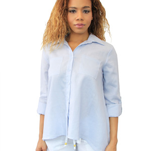 Linen Button Down - Powder Blue - Thumbnail 1