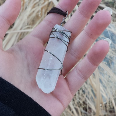 Large clear quartz necklace