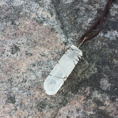 Large clear quartz pendant