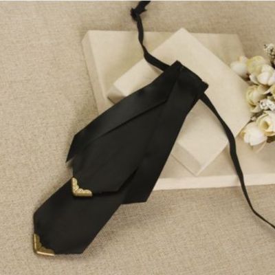 Black rococo men knot wedding party ascot cravat bow necktie neck tie - Thumbnail 5