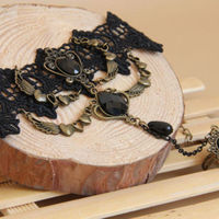 BLACK Lace Vintage Style Gothic Bracelet Goth Victorian Lolita Steampunk Rococo - Thumbnail 2