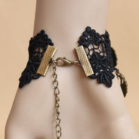 BLACK Lace Vintage Style Gothic Bracelet Goth Victorian Lolita Steampunk Rococo - Thumbnail 3