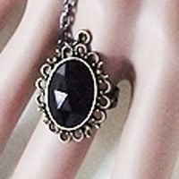 FASHION GOTHIC FLOWER BLACK LACE SLAVE RING BRACELET - Thumbnail 2