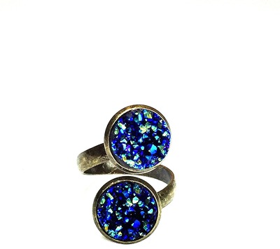 12mm Midnight Blue & Green Double Druzy Twist Ring