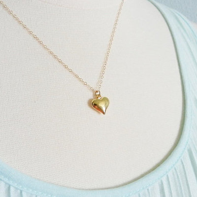 Gold heart necklace, heart of gold, delicate modern jewelry