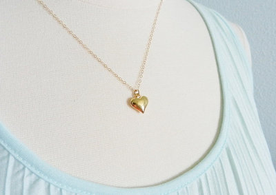 Gold heart necklace, heart of gold, delicate modern jewelry