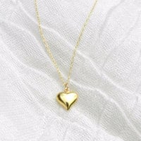 Gold heart necklace, heart of gold, delicate modern jewelry - Thumbnail 2