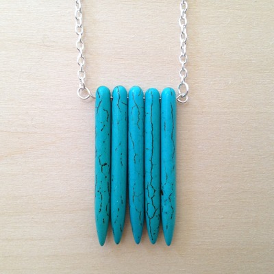 Turquoise howlite spike necklace - Thumbnail 1
