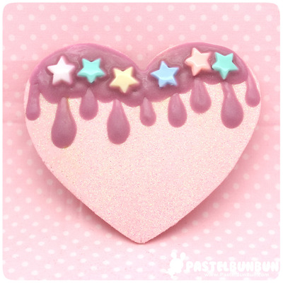 Drip star sprinkle heart 2-way clip - pink