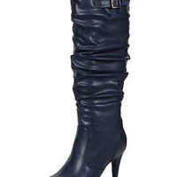 "Candace" Mid Calf Knee Boot - Navy Blue - Thumbnail 1