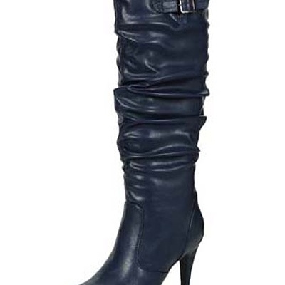 "candace" mid calf knee boot - navy blue