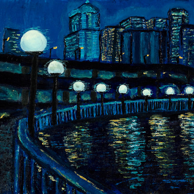 Seattle waterline at night