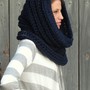 Hooded Scarf Chunky Cowl Handmade Knit Scarf The Noni Tunnel Cowl Thick Scarf Unisex Scarf Navy Blue or Choose your Color-1