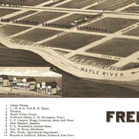 Frederick, South Dakota in 1883 - Bird's Eye View, Aerial Panorama, Vintage, Antique Map, Reproduction, Giclée, Fine Art, Wall Art, History - Thumbnail 3