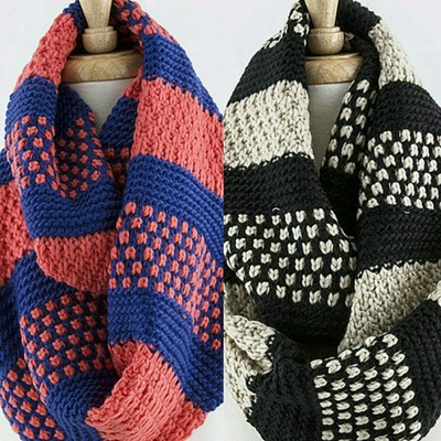 Two toned/dotted knit infinity scarf
