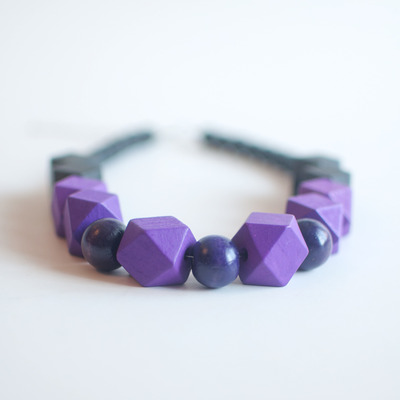Purple wood bead necklace nl1007